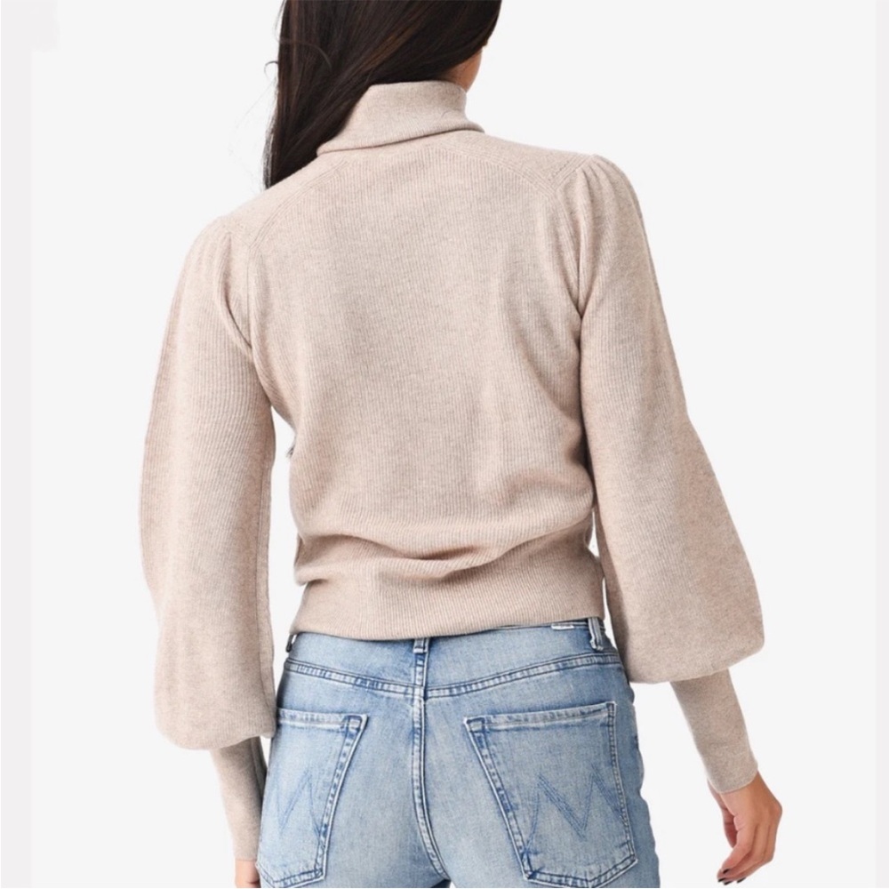 Ba&Sh Size M Eden Jumper Sweater 100% Wool Beige Turtleneck Ribbed - Picture 3 of 13
